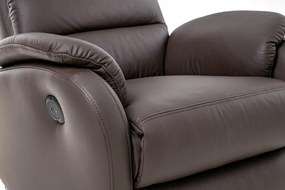 Kožené hojdacie kreslo s elektrickým polohovaním ELEGANT 1, tm. hnedá