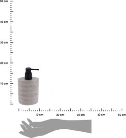 Dávkovač mydla Soro, sivá imitácia betónu/s čiernymi prvkami, 380 ml