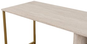 Kancelářská sestava pro 2 osoby TWIN travertin/zlatá
