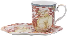 HOME ELEMENTS Porcelánový hrnček 360 ml, s podšálkou, Mucha Zima