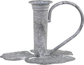 Zinkový antik svietnik na úzku sviečku Leaves - 13*12*9cm
