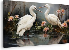 Obraz - Žeriavy biely (90x60 cm)
