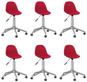 Swivel Dining Chairs 6 pcs Wine Red Fabric (3x333473) 3086070