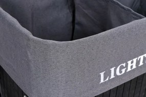 Kôš na bielizeň 2 priehradkový 100 l bambusový čierny