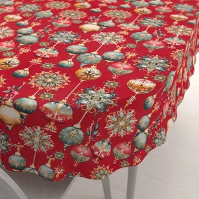 Biante Bavlnený oválny obrus Sandra SA-528 Vianočné banky na červenom 140x200 cm