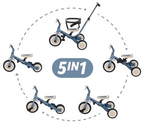 PETITE&amp;MARS - Detská trojkolka 5v1 TURBO Ocean Blue