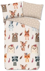 Hnedé/béžové bavlnené detské obliečky na jednolôžko 140x200 cm Rave – Good Morning