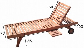 TEXIM WAWE - drevené zahradné ležadlo, teak