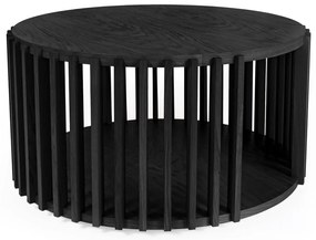 Čierny konferenčný stolík z dubového dreva Woodman Drum, ø 83 cm