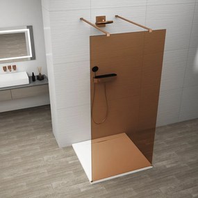 Polysan Polysan, ESCA COPPER MATT jednodielna sprchová zástena do priestoru, Marron, 1100 mm, ES1511-10