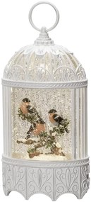 LED svetelná dekorácia lampáš s vtáčikmi, napájanie: batériové/sieťové, teplá biela, výška: 25 cm