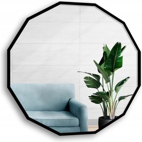 Mnohouholníkové zrkadlo Wielo v čiernom ráme Mdf Fi 200 cm nástenné