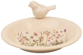 Keramické krmítko pre vtáčiky s lúčnymi kvetmi Flowers of Love L - Ø 26*10 cm