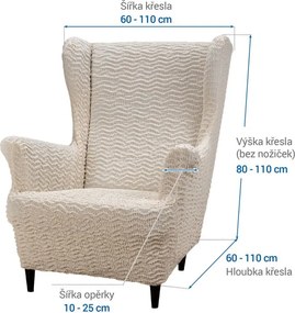 Bielastické poťahy CRISTINA smotanová kreslo ušiak (š. 60 - 110 cm)
