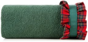 Bavlnený vianočný uterák zelený s károvaným volánom Šírka: 50 cm | Dĺžka: 90 cm