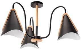 Toolight - Škandidávska závesná lampa 3-ramenná 3xE27 60W APP442-CP, čierna, OSW-08980