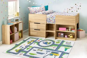 Detský koberec protišmykový BAMBINO 2338 Bager, biely / zelený