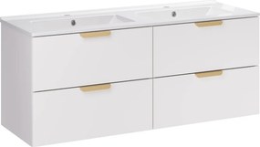 Závesná skrinka Aster Lava so zápustnými umývadlami 120 cm biela