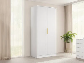 Dvojdverová šatníková skriňa Razimo 2D, Farby: Biely velvet