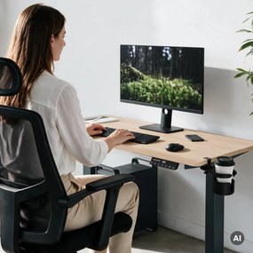 Elektrický stôl s reguláciou výšky ergonomický antracitový/dub sonoma,1200x600 mm: ARIA