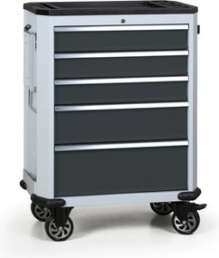 Pojazdný dielenský vozík na náradie G2, 5 zásuviek, grafit
