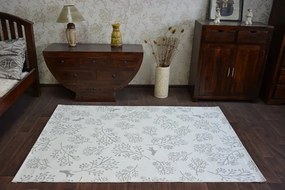 Koberec SIZAL FLAT 48774/367 Lístky vtákov krém sivý