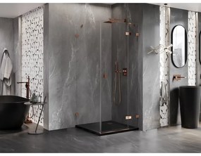 Mexen Lunar, 1-krídlový sprchový kút, pravý, 70 x 70 cm, 8mm číre sklo, ružové zlato profil, 834-070-070-60-00-P