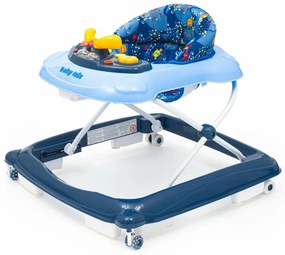 Detské chodítko Baby Mix s volantom a silikónovými kolieskami tmavomodrá