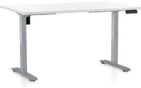 Výškovo nastaviteľný stôl OfficeTech B, 140 x 80 cm, sivá podnož, biela