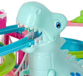 KIK Dinosaurus závodná dráha so zvukmi a svetlami – 3 dinosaurové autíčka, USB/AA, pre deti