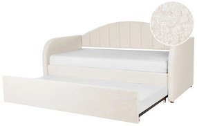 Rozkladacia posteľ s buklé čalúnením 90 x 200 cm svetlobéžová EYBURIE Beliani