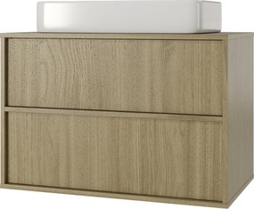 Závesná skrinka pod umývadlo Mossy s doskou 80 cm dub perleťový
