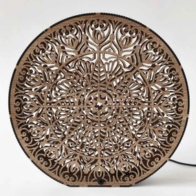 Drevená dekoratívna lampa s mandalou | LYLI: HDF - Orech 20 cm 4783-115150 LED0604