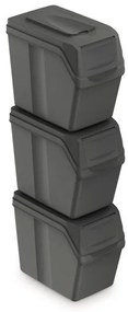 Set košov na triedený odpad, 3 x 20 l, sivá
