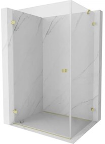 Mexen Lunar-B, výklopný sprchový kút ľavý 100 x 70 cm, 8mm číre sklo, zlatý kartáčovaný - 832-100-070-55-00-L