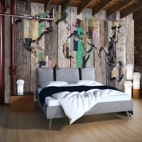 Fototapeta - Mapa sveta na farebných doskách (152,5x104 cm)