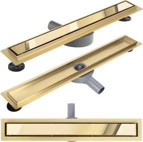 Rea Neox Pro, odtokový žľab 60 cm s rotačným sifónom, zlatá matná, REA-G2743