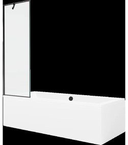 Mexen Cube obdĺžniková vaňa 180 x 80 cm s obkladom a 1-krídlovou sprchovou zástenou 60 cm, Čierny vzor - 550518080X9506007070