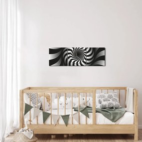 Abstraktný obraz čiernobiele špirály (s hodinami) (90x30 cm)