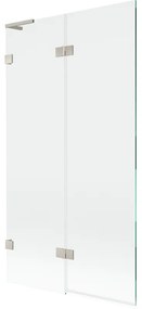 Mexen Lunar L, 2-krídlová vaňová zástena ľavá 100 x 150 cm, číre sklo, brúsená oceľ, 897L-100-100-97-00-L