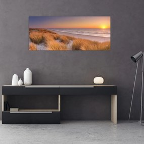 Obraz - Pláž pri západe slnka (120x50 cm)