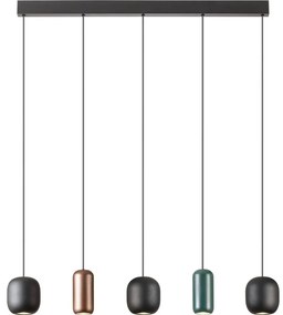 Redo 01-3481 - Luster na lanku BOOM 5xGU10/10W/230V čierna/zelená/hnedá