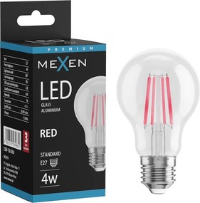 Mexen Vintis, LED filamentová žiarovka E27, A60, 4 W, červená, číra, L150-E27-04XX-45