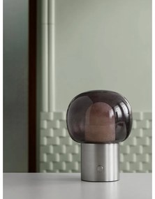 Antracitová hliníková LED stolová lampa so skleneným tienidlom (výška 32 cm) Iris – Blomus