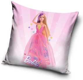 DETSKÁ DEKORAČNÁ OBLIEČKA NA VANKÚŠ BARBIE 40X40 CM VZOROVANÁ