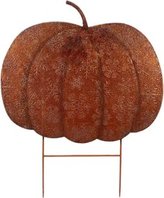 Rustikálny záhradný hrdzavý zápich tekvice Pumpkin Rust - 77*3*93 cm