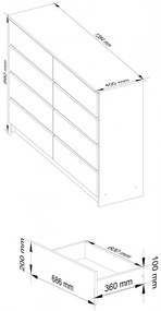 Komoda K140 8SZ CLP biela, lesk
