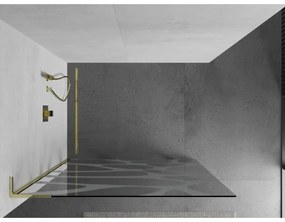 Mexen Kioto L, sprchová zástena Walk-In 110 x 200 cm, 8mm číre sklo biely vzor, zlatý lesklý profil,800-110-103-50-97