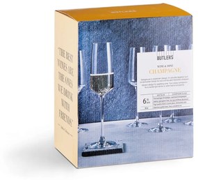 Butlers WINE & DINE Sada pohárov na šampanské 250 ml 6 ks