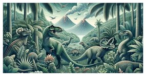 Obraz praveký svet dinosaurov v džungli